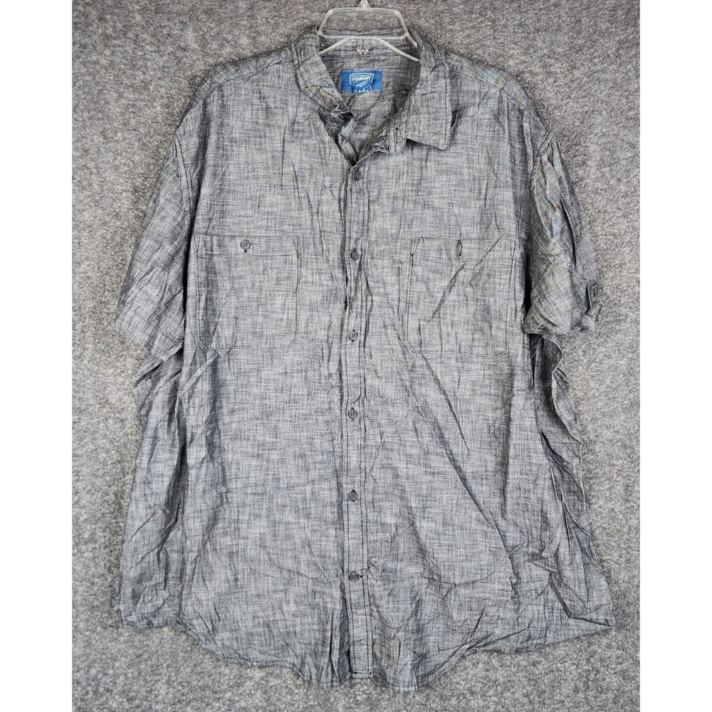 The Foundry Supply Co Button Down Mens 3XL Gray Short Sleeve Chambray Work Shirt